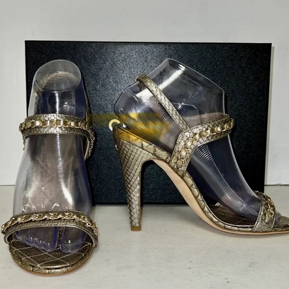 Chanel Gold Python Sandals - Picture 11 of 14